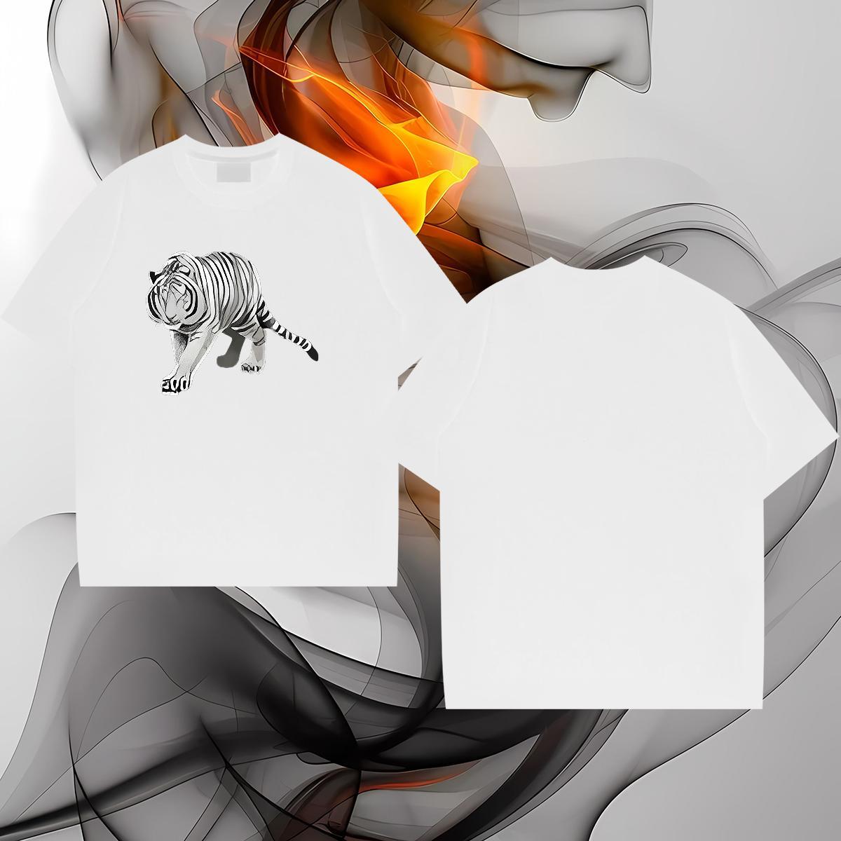 DIY Customized Mens T Shirts 230g 100% Cotton tiger Street wear Hip Hop Tops Crew Neck Breathable Cool Mens Tshirts DIY Logo Oversized