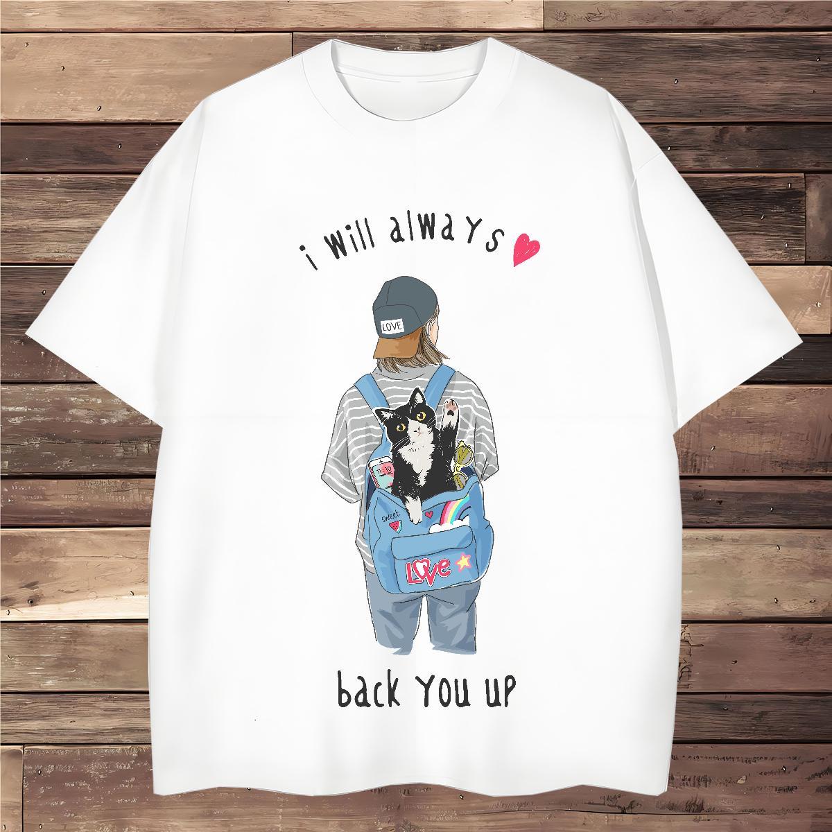 Men T Shirts 230g Pure Cotton cat Outdoor Breathable DIY Logo Oversized Mens Tshirts Fashion Casual Comfortable Tee Shirt