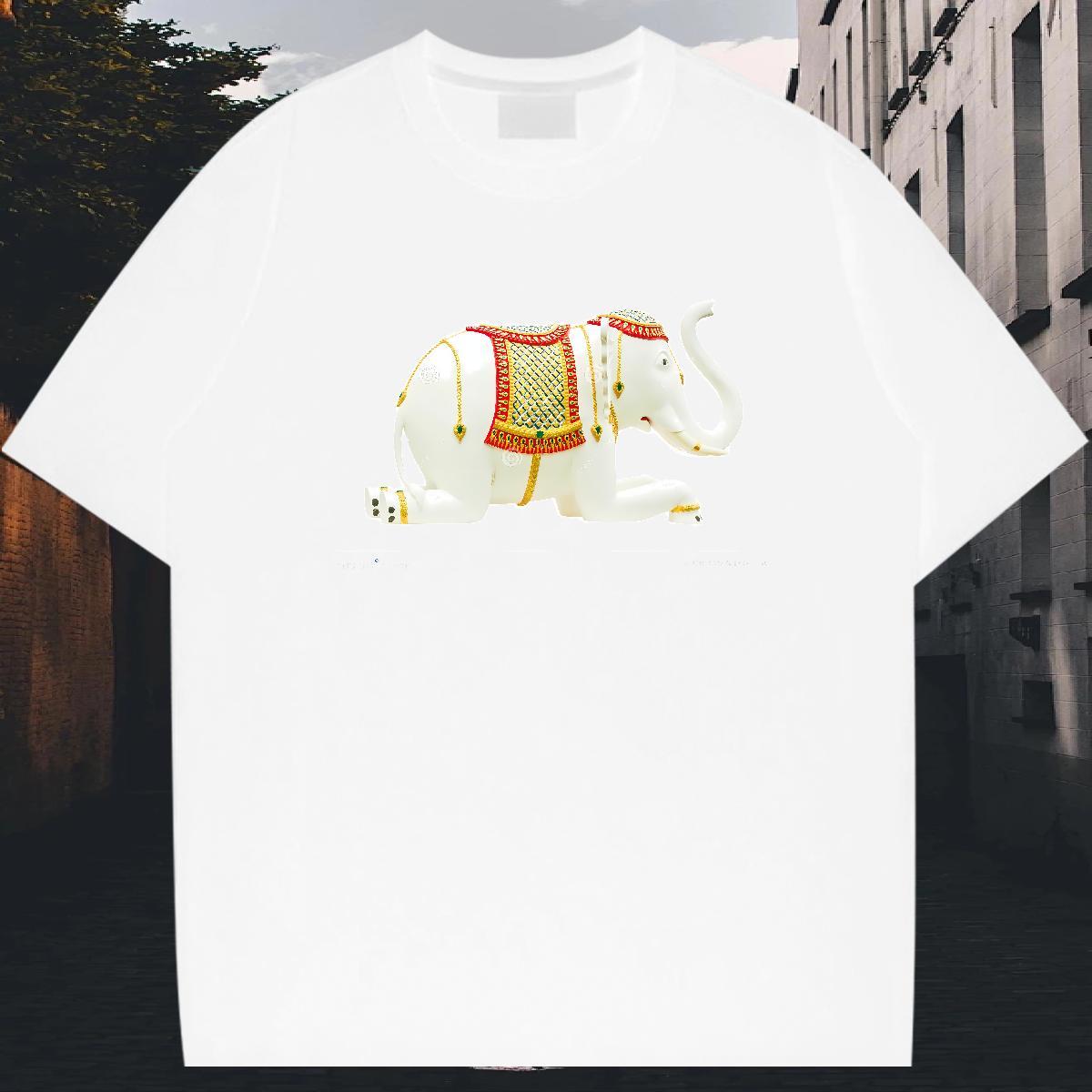 TOP Quality Men Clothes T-Shirt 100% Cotton 230g High Street Hip Hop Elephant Cartoon Printing L-4XL Pure Cotton 2024 New T Shirt For Man Tees Shirts