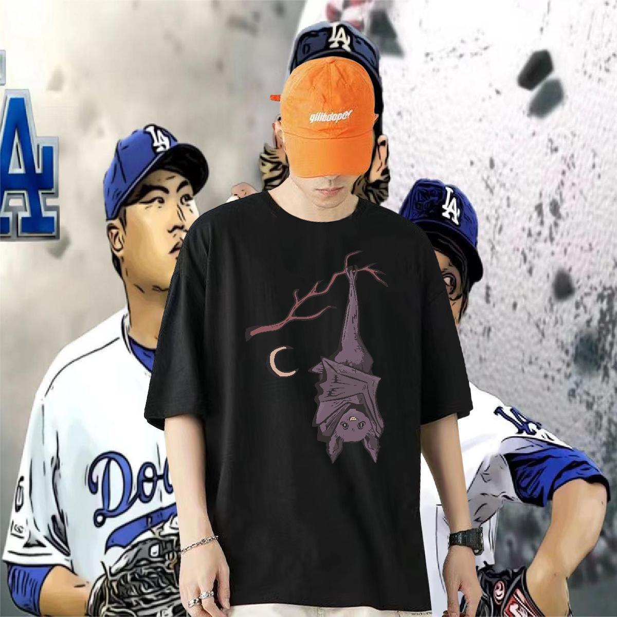 2024 DIY T shirt 230g 100% Cotton bat Casual Top Tees O-Neck Short Sleeve Brand Mens Tshirts Anime