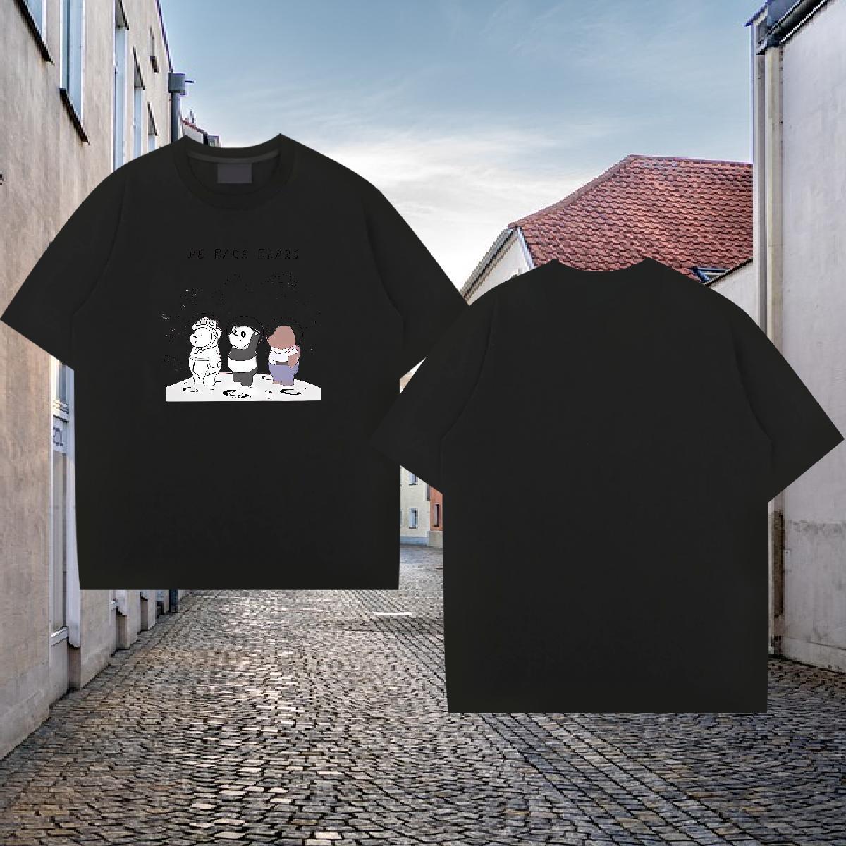 DIY T-Shirts 230g Pure Cotton bear Beach Tshirts Breathable Crew Neck Free Shipping Tshirt for Man Woman Anime Print