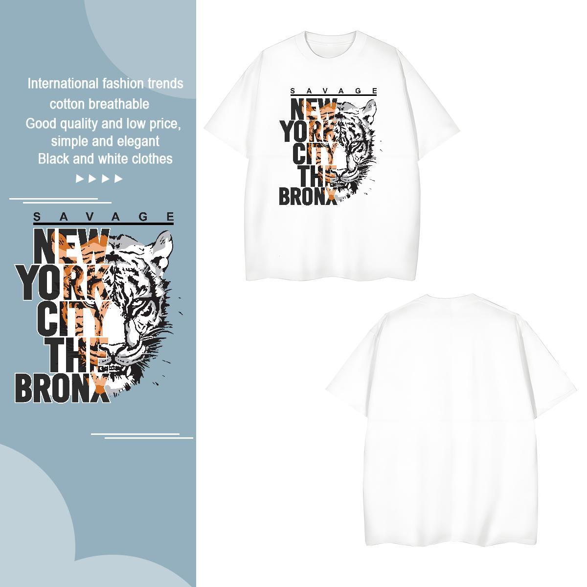 T shirt 230g 100% Cotton High Street Hip Hop Short Sleeve O-Neck Graphic Mens Tshirts Classic Wholesale Tops Tees