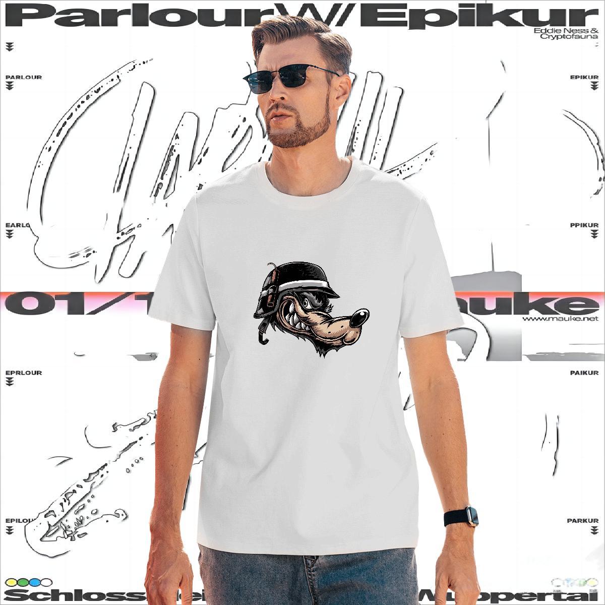 High Quality Men Tees 230g 100% Cotton wolf Men T Shirts High Street Hip Hop Breathable Short Sleeve Black Oversized Brand Tops Shirt