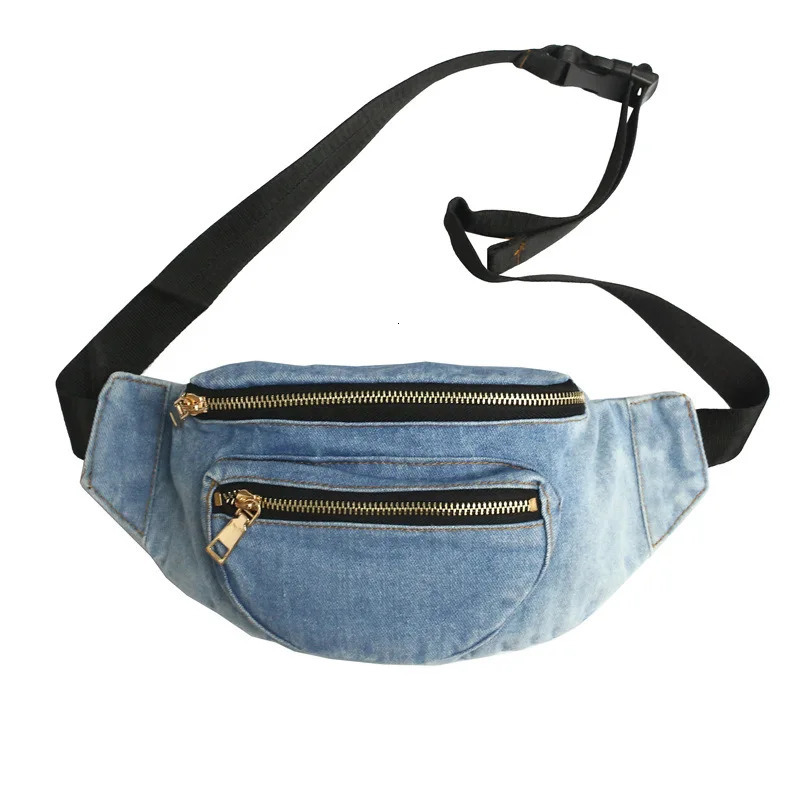 Denim Waist Bag for Women Casual Fanny Pack Phone Purses and Handbags Ladies Chest Belt Bum Cross Body Bag 240805