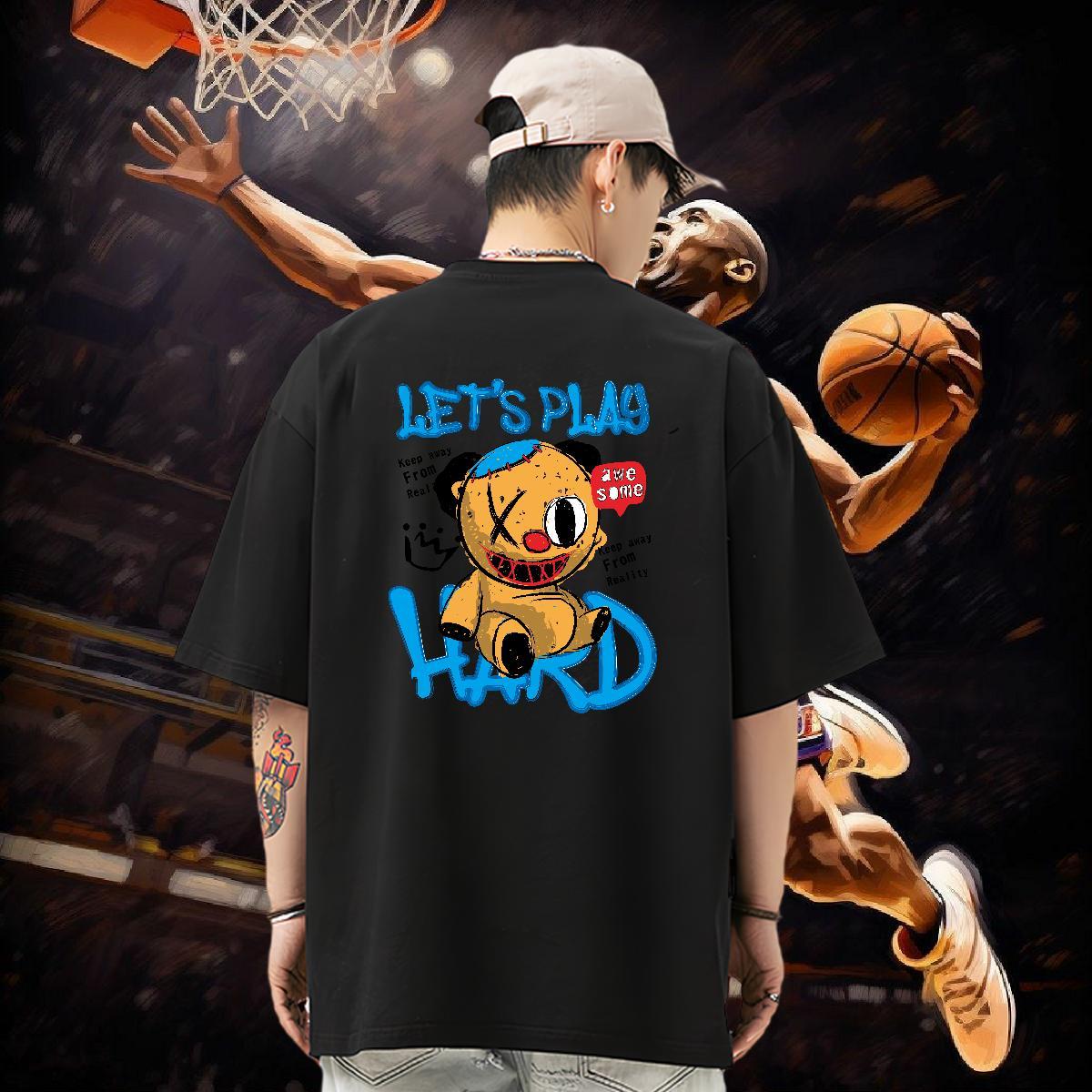 Wholesale T Shirts Men 100% Cotton 230g bear Daily Outfit Tops Shirt Short Sleeve O-Neck Designer Couples T Shirts Skull