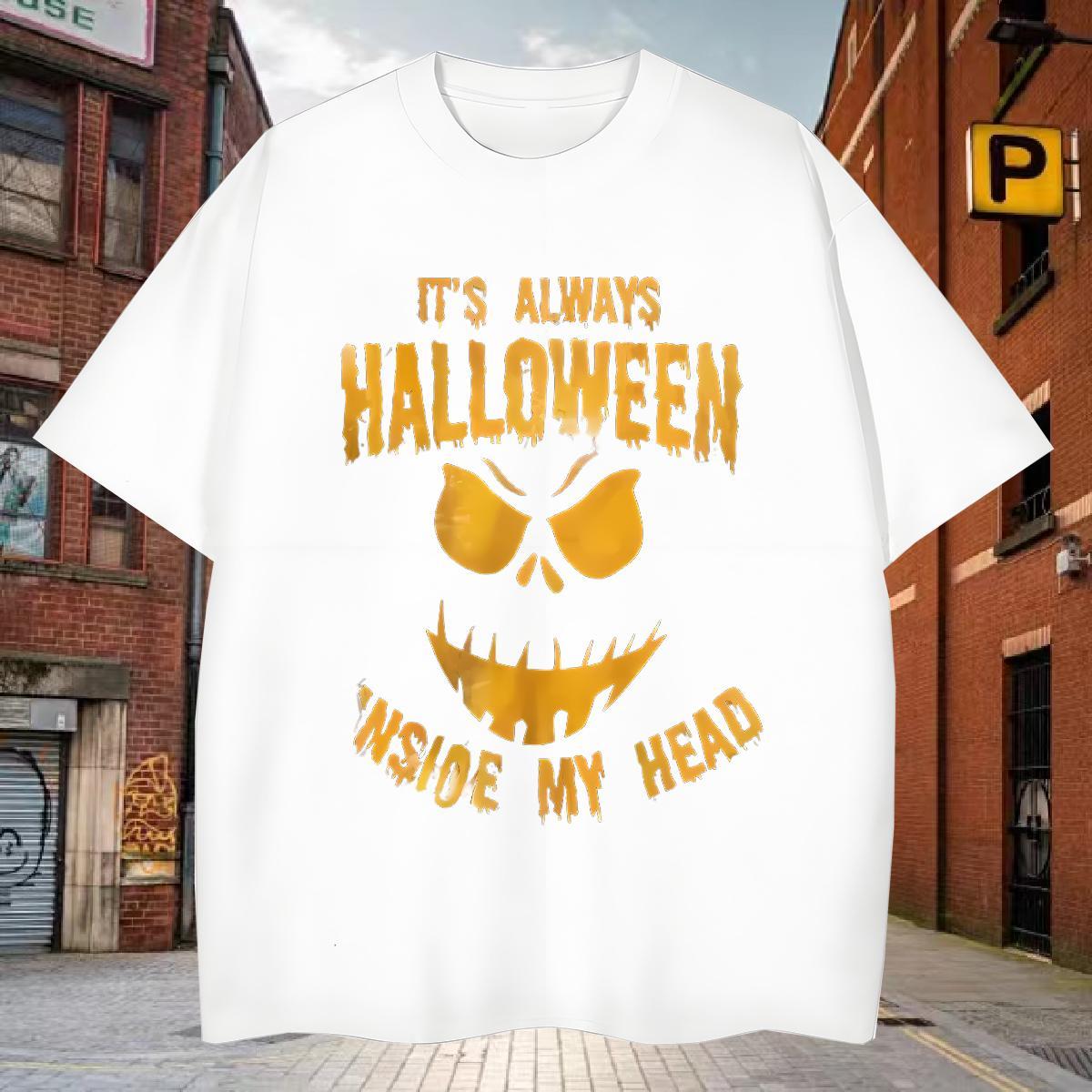 T-Shirts for Men 230g Pure Cotton halloween Hip Hop Street O Neck Short Sleeves Floral Print Men Tees Wholesale High Quality Tops