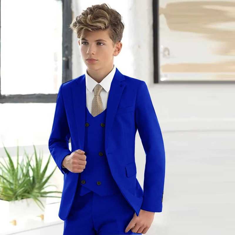 Suits Handsome Beige Boys Kids Suits Wedding Tuxedo Formal Jacket Vest Pants 3 Piece Set 3-16 Custom Sizes Clothes Child Blazer