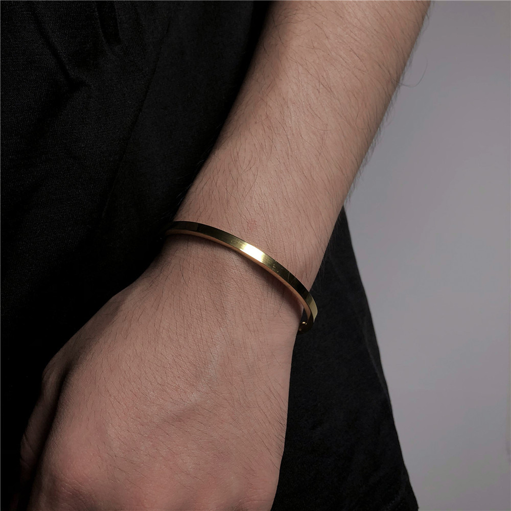 Exquisite Gold Silver Stainless Steel Bangle Bracelet for Men Women Titanium Steel Opening 6mm 8mm Bracelet Snap Buckle Bracelet Lovers Ornament Jewel