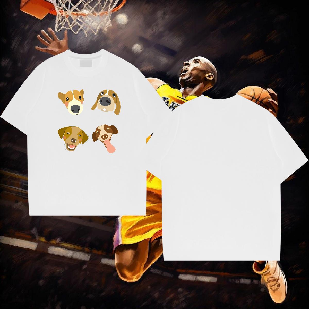New Designer T Shirts Men 230g 100% Cotton dogs Home Outdoor Wear Short Sleeve O-Neck Cool Couples T Shirts Black Oversized