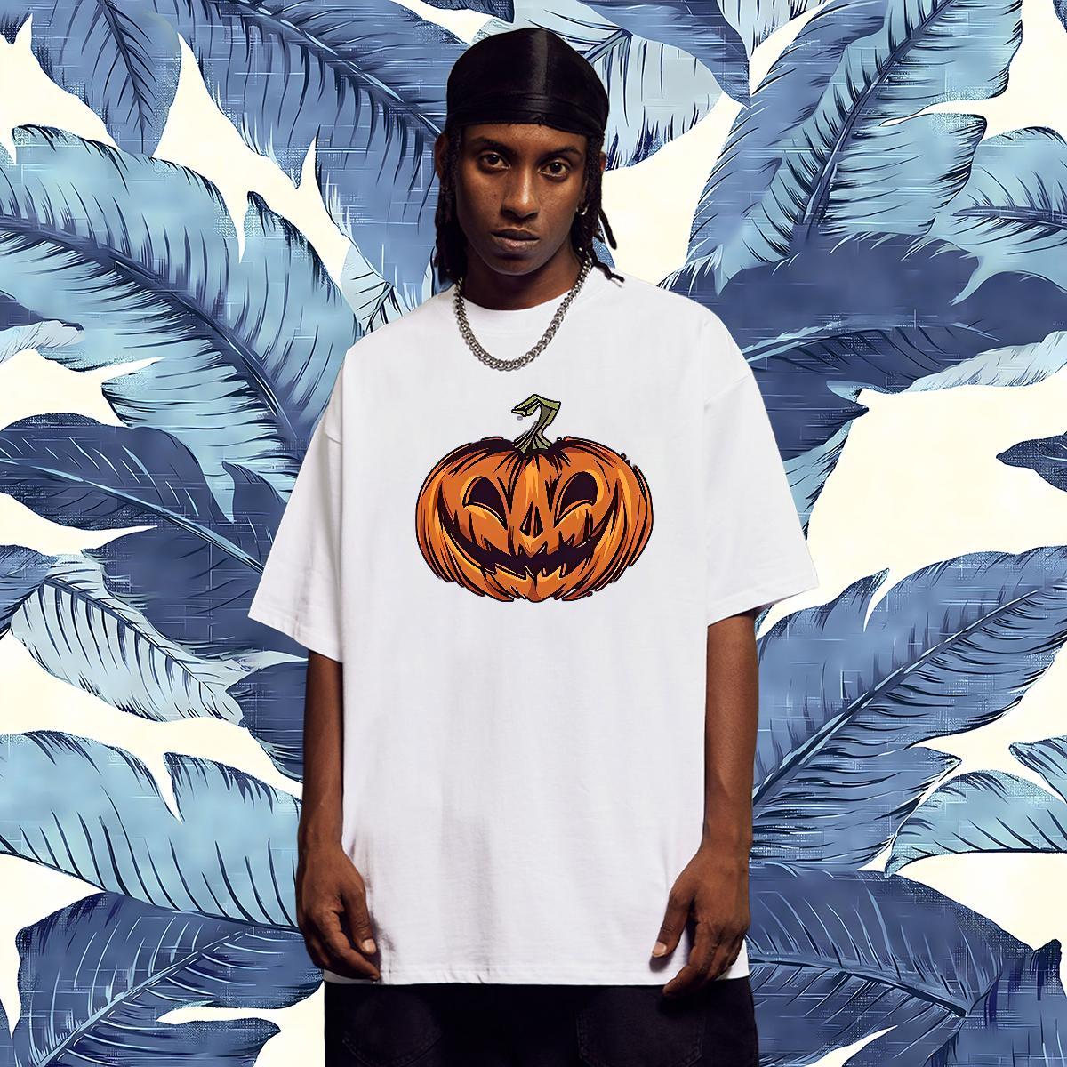 Customized T-Shirts 230g Cotton halloween Street Casual Clothes O Neck Short Sleeves Cool Design Tshirt for Man Woman DIY