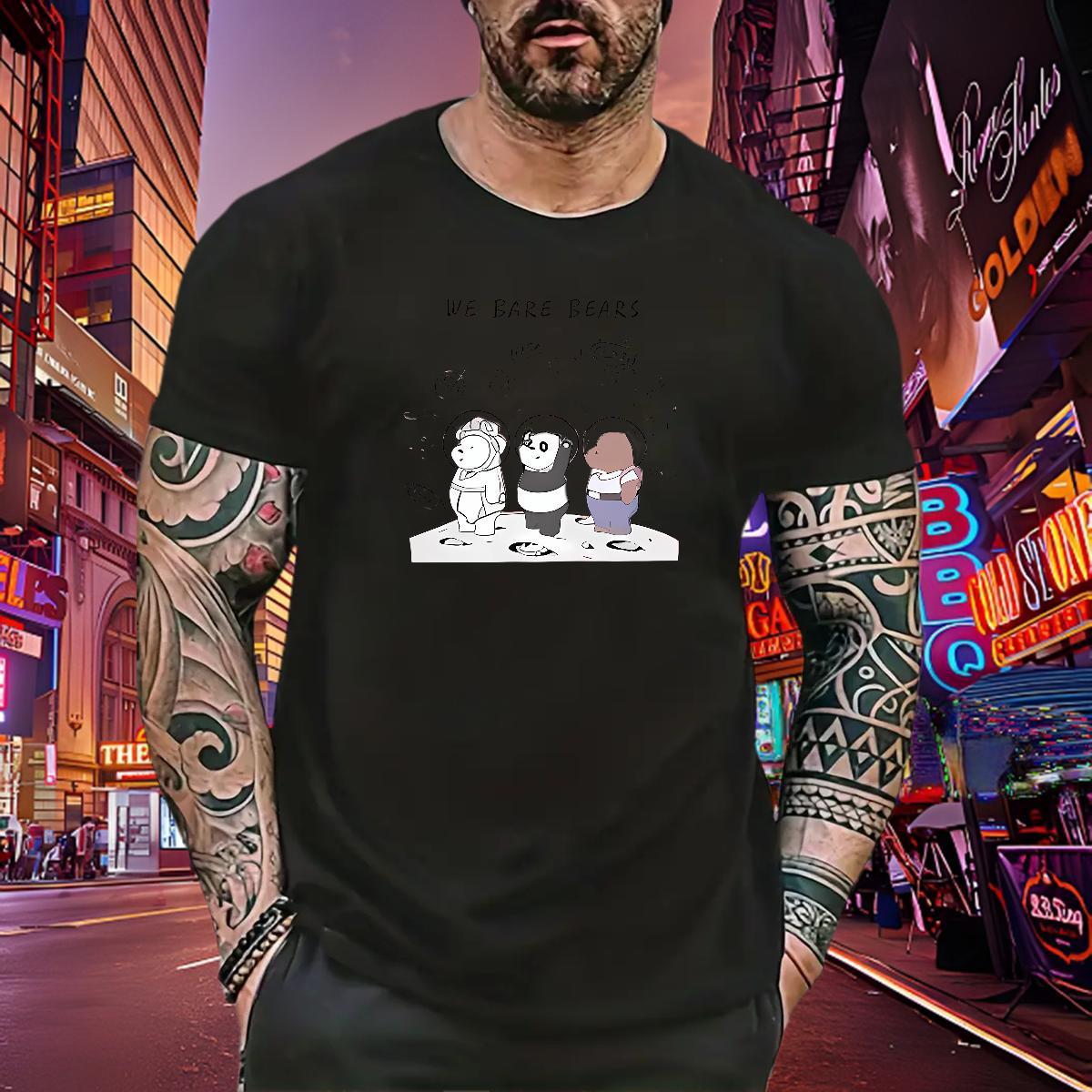 Cool Mens Tshirts 230g 100% Cotton bear T Shirt For Man Street Wear Breathable Custom Cartoon Stylist Clothes