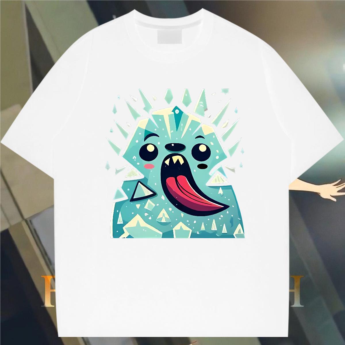 T shirt 230g 100% Cotton grimace Casual O Neck Short Sleeves White Plus Size Couples T Shirts New Designer Cool Tops