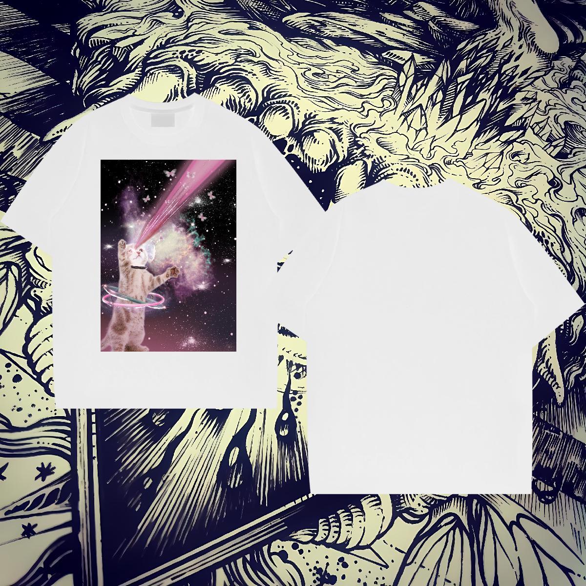 Brand Tshirts 230g Cotton Spring Summer cat Custom Cartoon Breathable Soft Designer Man T Shirts Wear