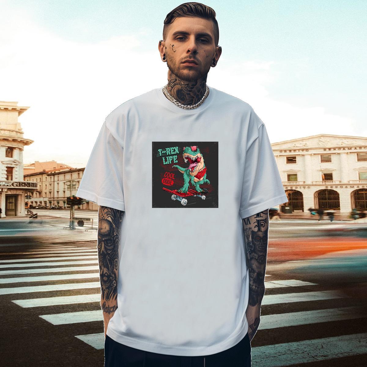 Wholesale Tshirt for Man Woman 100% Cotton 230g Beach dinosaur DIY Breathable 2024 DIY T-Shirts for Men Tee Shirt