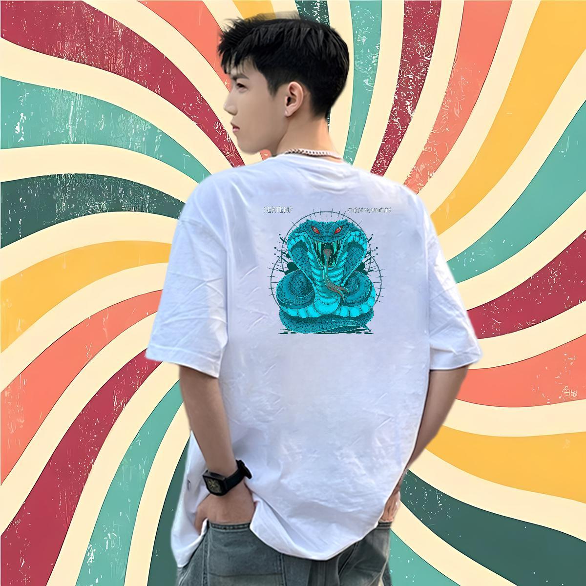 2024 Men T Shirts 230g Cotton snake Home Outdoor Tee Shirt Round Neck Short Sleeve TOP Quality Men Clothes T-Shirt DIY