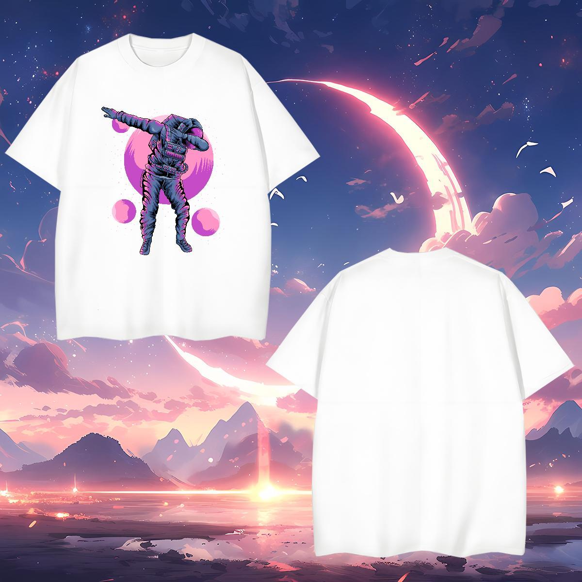 Man T Shirts 230g Pure Cotton cosmonaut High Street Hip Hop O-Neck Short Sleeve Custom Print Oversized Tshirts DIY Customized Loose Tee Shirt