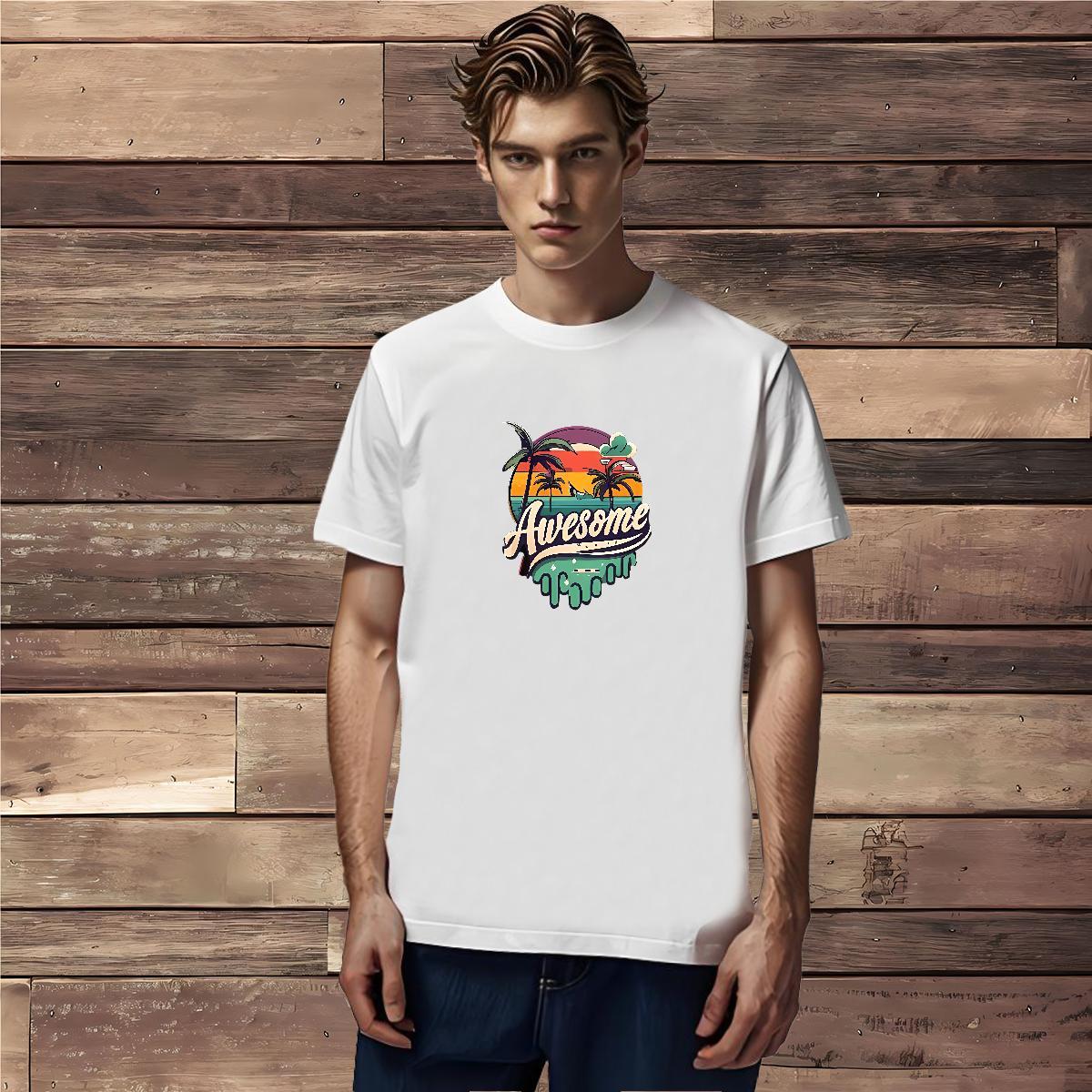 DIY Mens T Shirts 230g Cotton tree Daily Outfit Tees Shirts Pure Cotton Soft Men Tshirts Anime Print