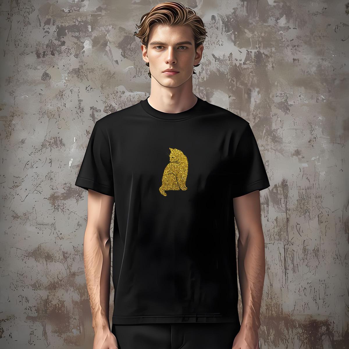 Custom T Shirts Men 100% Cotton 230g cat Street Clothings Crew Neck Breathable Loose Men Clothes T-Shirt Custom Anime