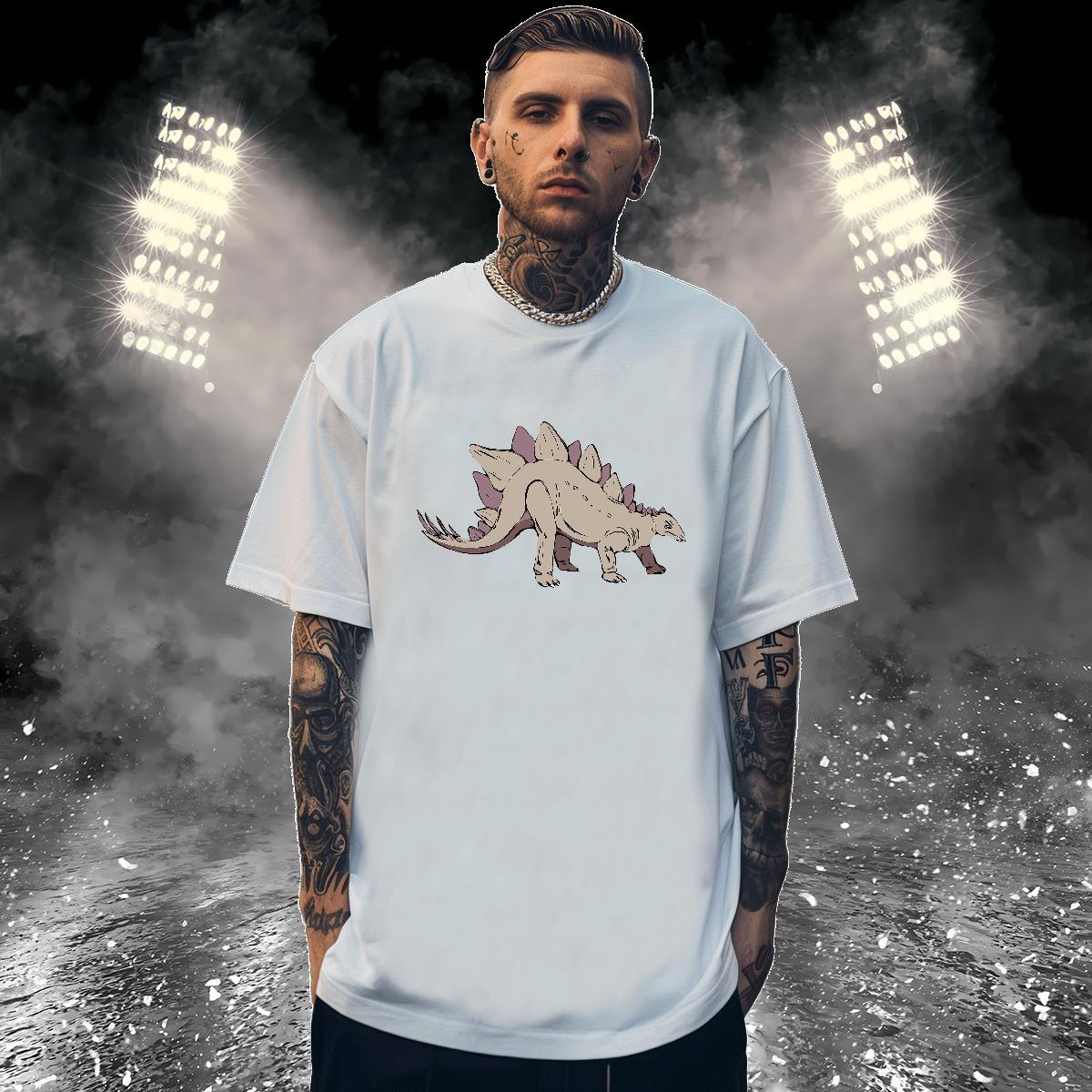 Men T Shirts 230g Pure Cotton dinosaur Street wear Hip Hop Breathable Short Sleeve Custom Anime Men Tees 2024 Summer Cool Tees Shirts