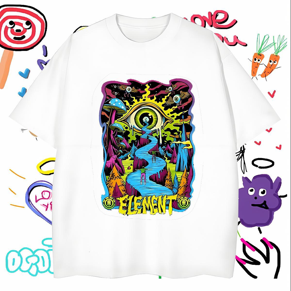 T-Shirts for Men 230g Pure Cotton eyes Daily Wear O-Neck Short Sleeve Skull Tshirts Fashion New TOP Quality Clothes