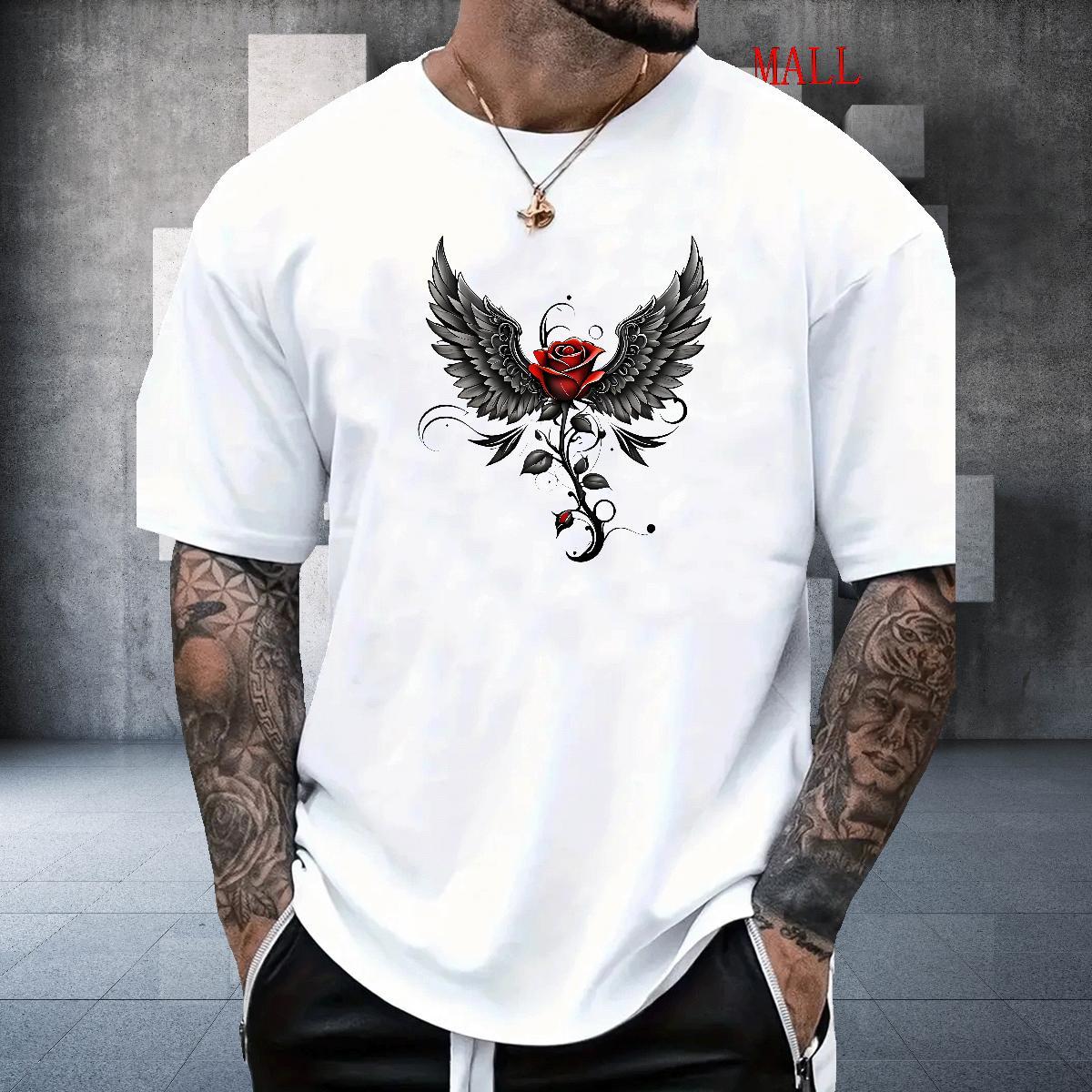 Wholesale Men Tshirts 230g 100% Cotton Daily Wear flower Custom Big Size Breathable Crew Neck New T-Shirts Tees