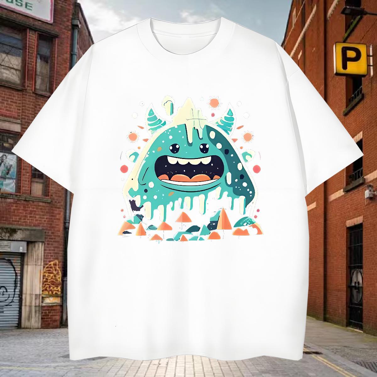 T-Shirts for Men 100% Cotton 230g Little Monster Street Casual Crew Neck Oversized 4XL Tshirt for Man Woman 2024 Designer Soft Tees