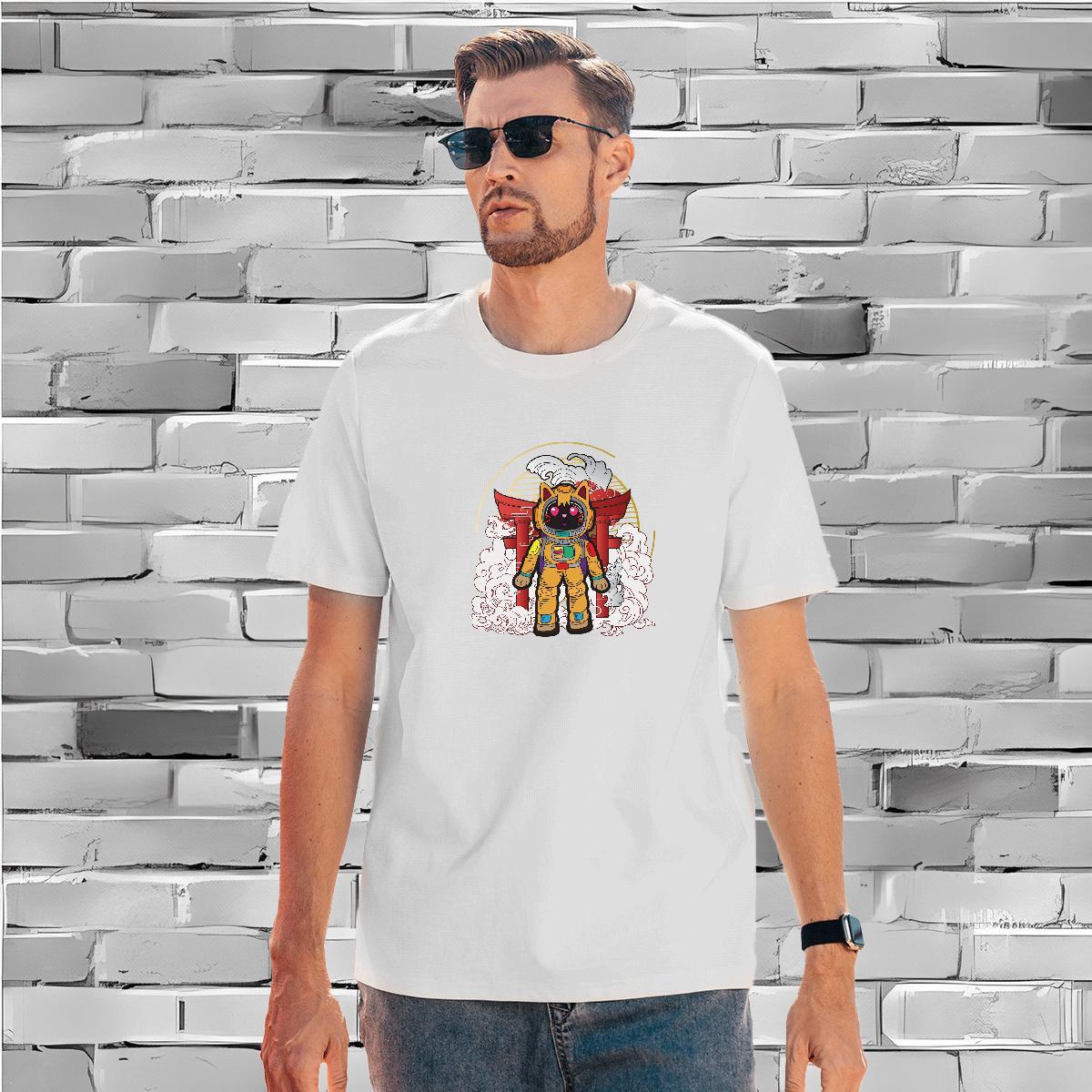 T Shirt For Man 230g Cotton cosmonaut Street Casual Crew Neck Breathable Skull Tshirts Designer Fashion Free Shipping Wear