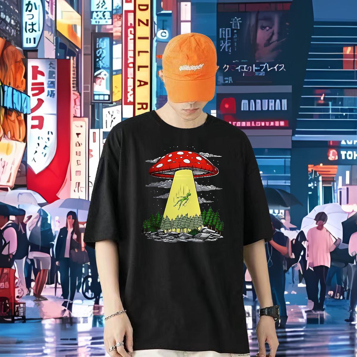 2024 Designer T-Shirts for Men 230g 100% Cotton mushroom Street Clothes Breathable Crew Neck Free Shipping Tshirts Plus Size Custom