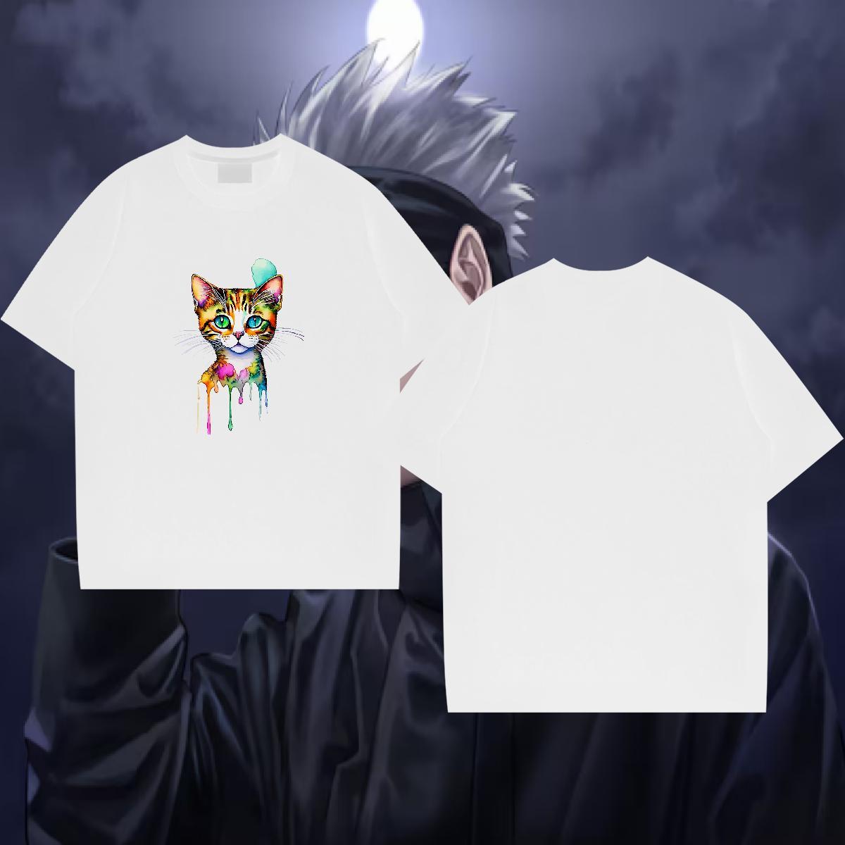 Designer Fashion T-Shirts for Men 100% Cotton 230g cat Home Outdoor Top Tees Pure Cotton Soft Men Clothes T-Shirt DIY Printed