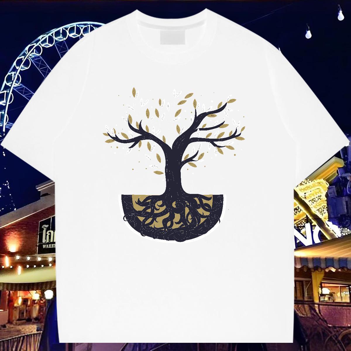 Classic Casual T-Shirts 230g Cotton tree Street Polos Pure Cotton High Quality Men Clothes T-Shirt Custom Big Size