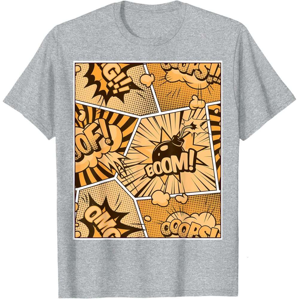 T shirt Mens Comic Book Orange Color Graphic T-Shirt shirts tshirt graphic tee Casual tops summer clothes Short sleeve Free shipping
