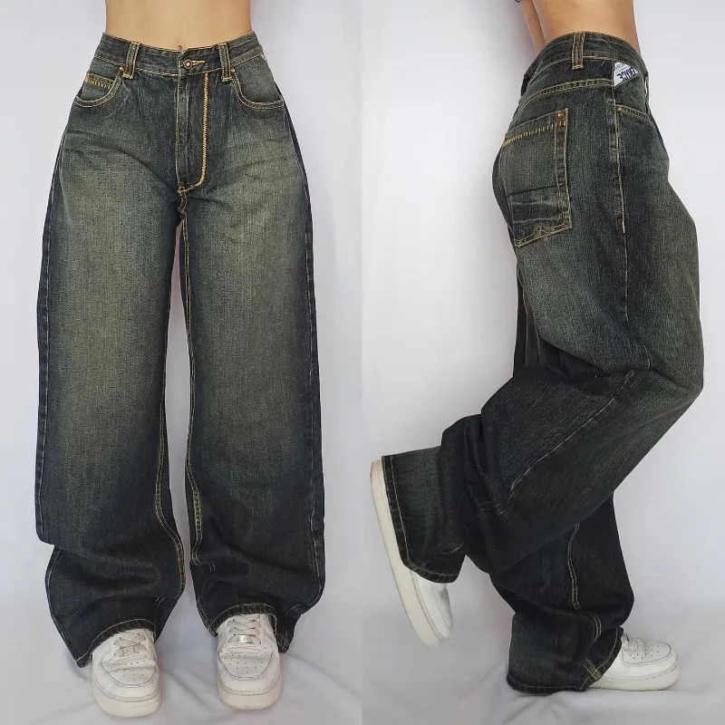 Y2K Street Vintage Fashion Old Washed Baggy Jeans Women Harajuku Hip Hop Leisure Gothic High Waist Wide Leg Pants 240806