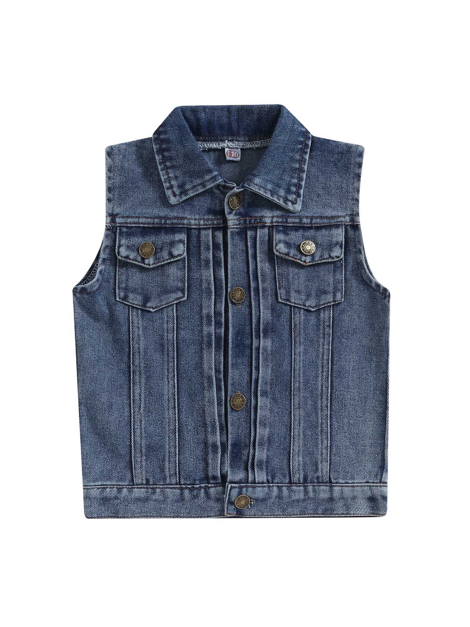 Retro denim jacket for children boys and girls sleeveless denim vest for children aged 2 4 6 and 8W240724