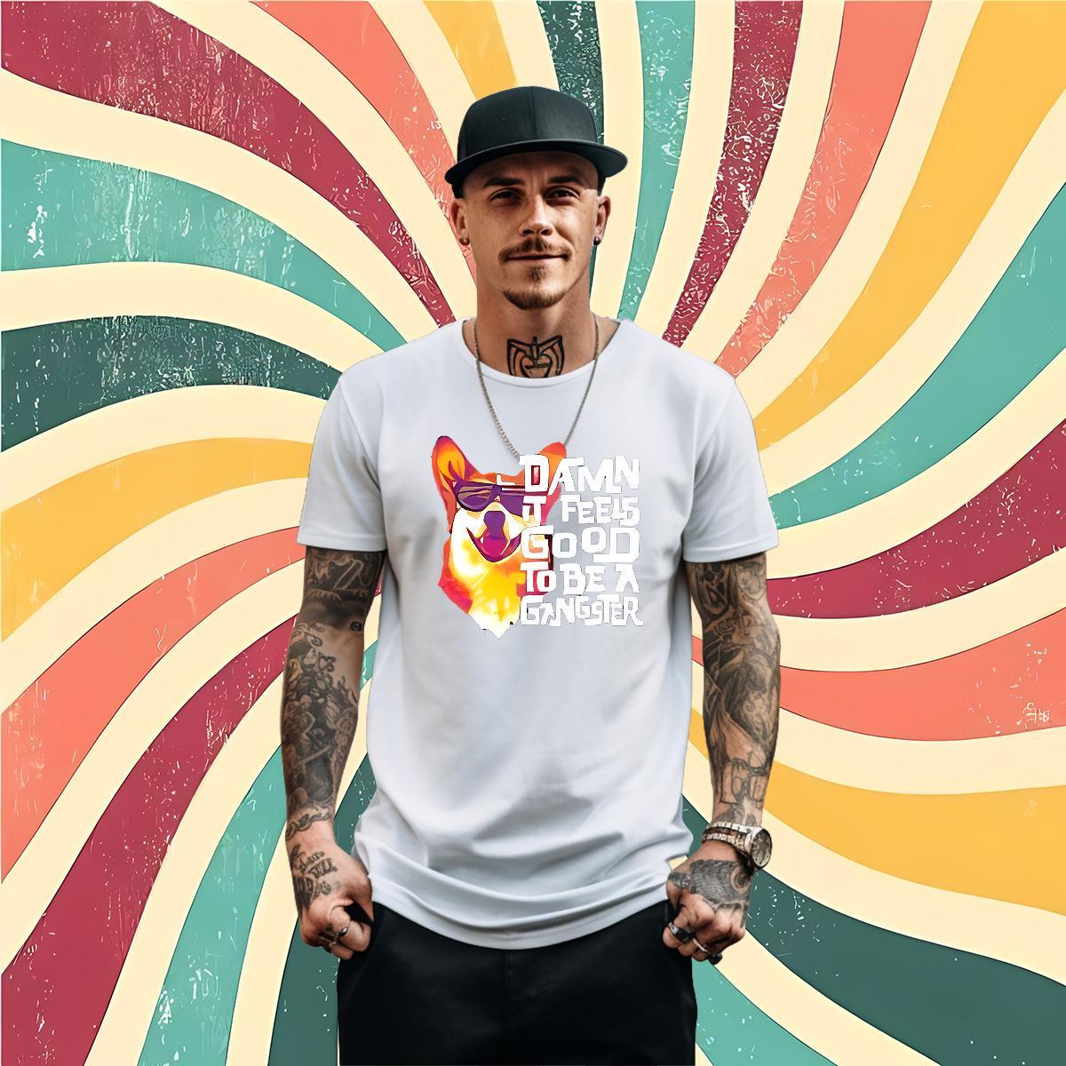Custom T Shirts Men 230g Cotton dog Spring Summer Tops Breathable Crew Neck Comfortable Tshirts Custom Anime