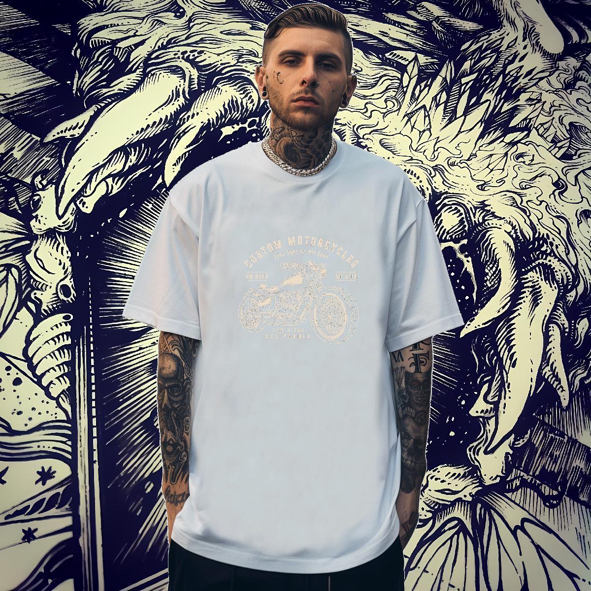 Loose Fit Tshirts 100% Cotton 230g Street Motorcycle Custom Print Oversized Crew Neck Fashion T shirt Wear