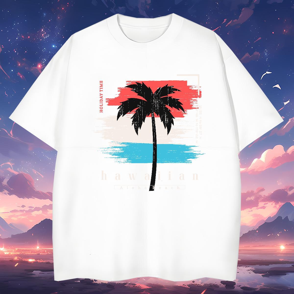 New Designer Man T Shirts 100% Cotton 230g tree Street wear Hip Hop Tshirts Breathable Crew Neck Loose Men Tshirts Customized
