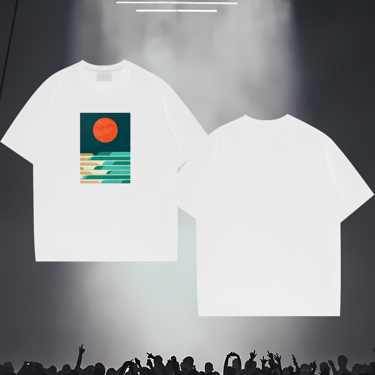 T Shirt For Man 230g Cotton painting Hip Hop Breathable Short Sleeve White Plus Size Tshirts 2024 New Soft Tops