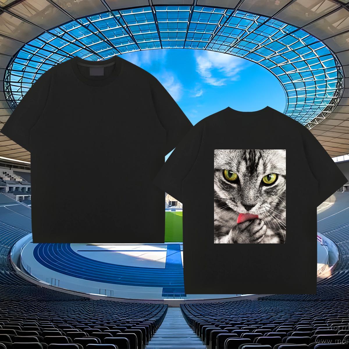 Designer Tshirts 230g Pure Cotton cat T-Shirts for Men Casual Daily Wear Breathable Short Sleeve DIY Anime Classic Casual Tees