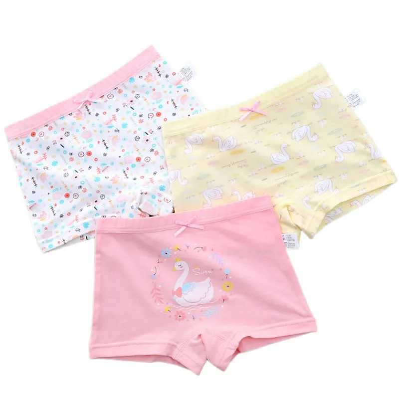Childrens pure cotton underwear 3 pieces/pack size 3-15T teenage girls underwear bright color printed high-quality childrens underwearW240715