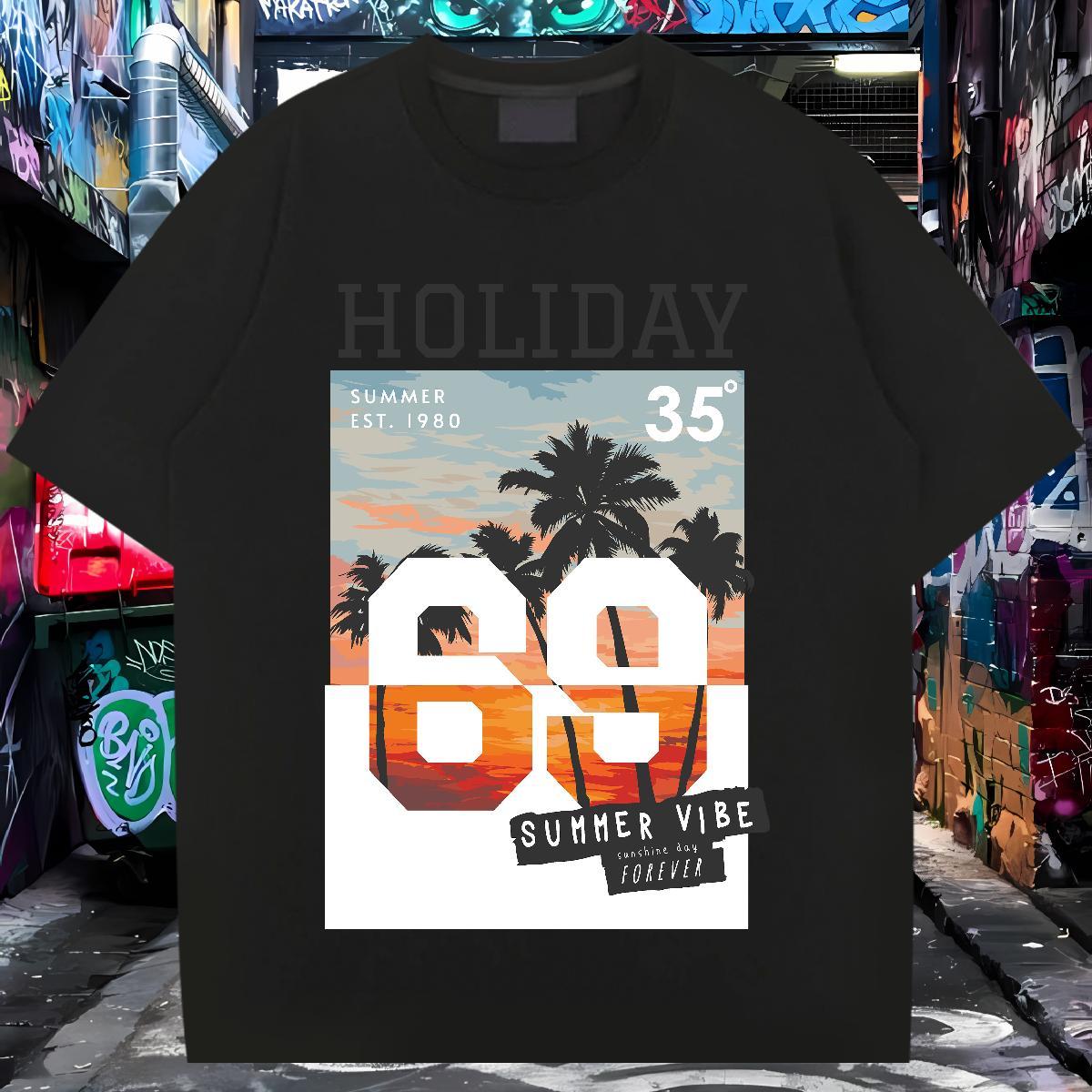 T-Shirts 100% Cotton 230g tree Sports Casual Crew Neck Anime Couples T Shirts New Wholesale Top Tees