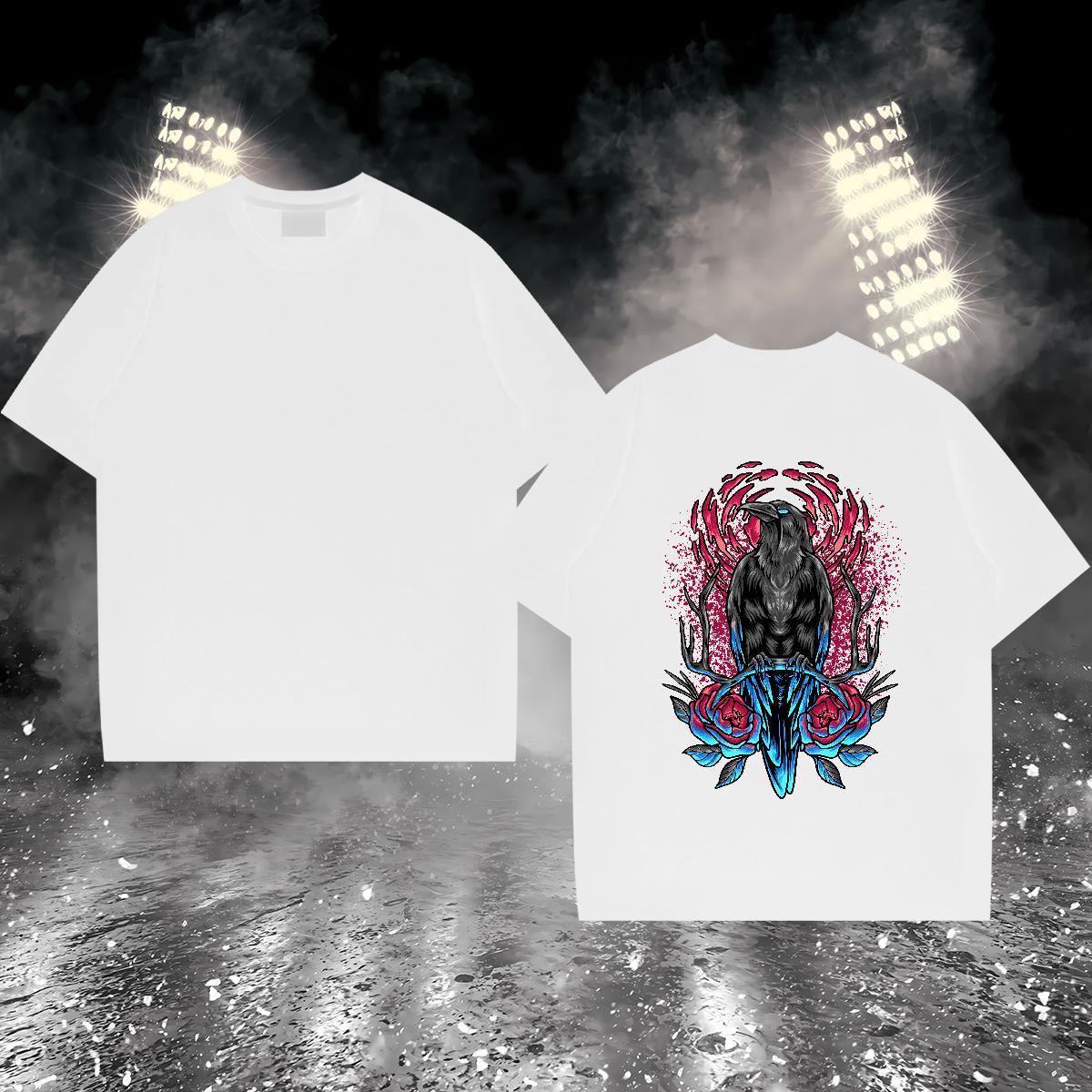 Brand Man T Shirts 100% Cotton 230g eagle Anime Printing Street Tops Tees Crew Neck Breathable Cool Design Men Tees DIY Logo Oversized