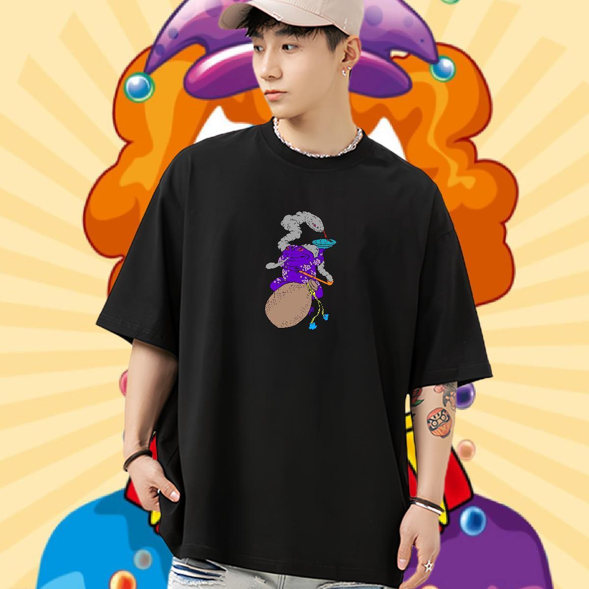 Wholesale Mens T Shirts 230g Cotton Frog Summer Casual Wear Breathable Short Sleeve Loose Fit Couples T Shirts Skull
