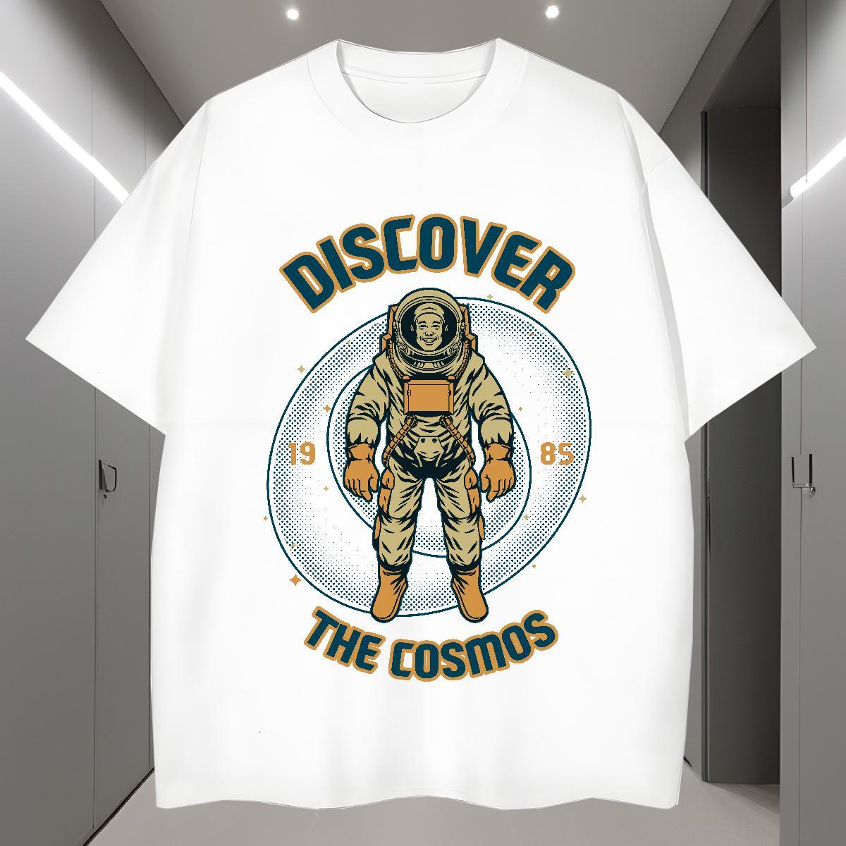 T-Shirts 230g Cotton planet Sports Casual Breathable Short Sleeve Graphic Men Tees 2024 Summer Brand Clothings