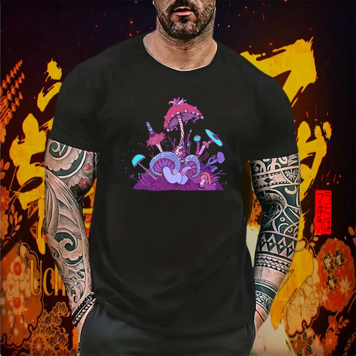 T Shirts Men 230g Cotton mushroom Casual O Neck Short Sleeves Custom Anime Couples T Shirts Fashion High Quality Tees