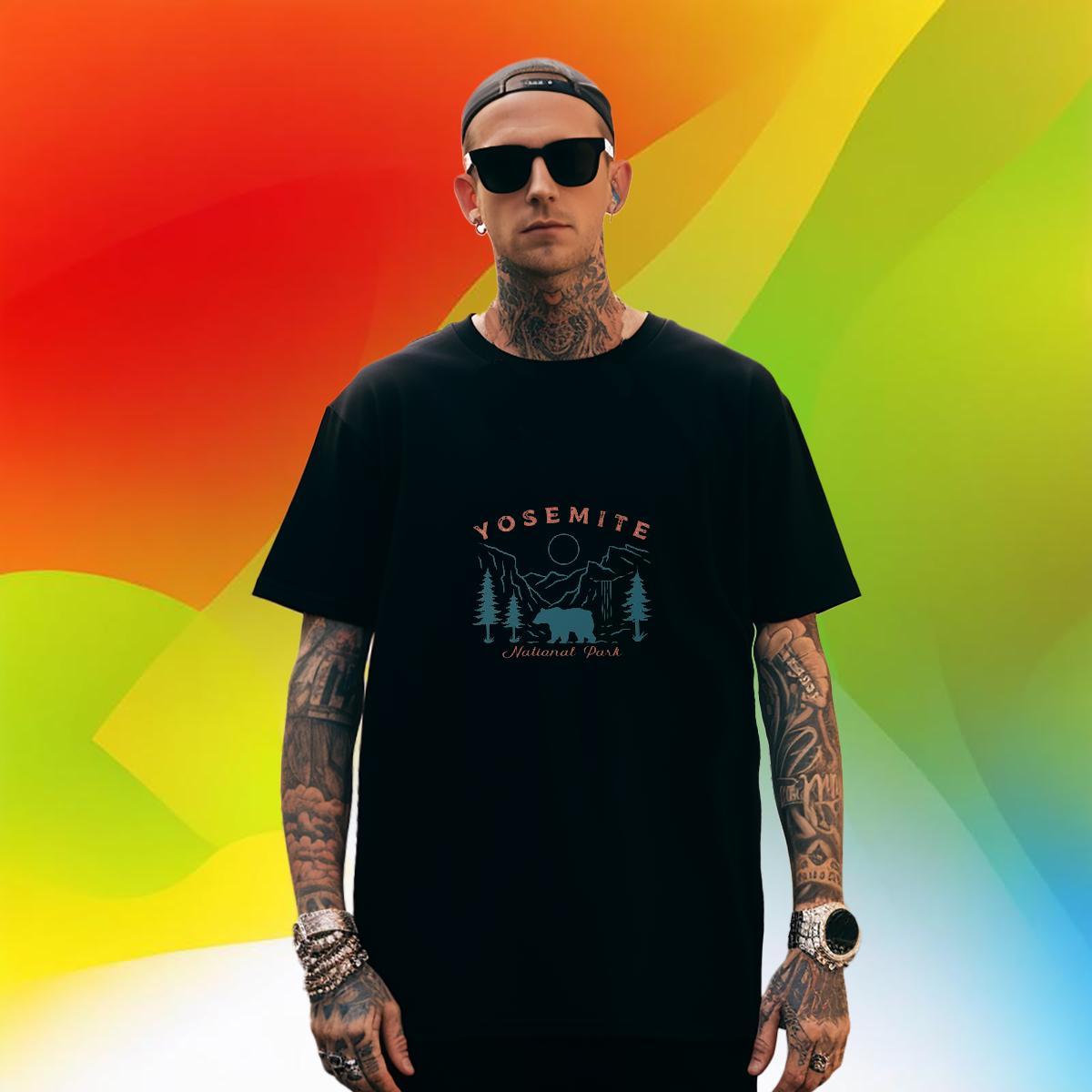 Unisex Men Tops Tees 100% Cotton 230g Hip Hop Street mountains Black White Crew Neck Breathable 2024 Summer T-Shirts for Men Top Tees