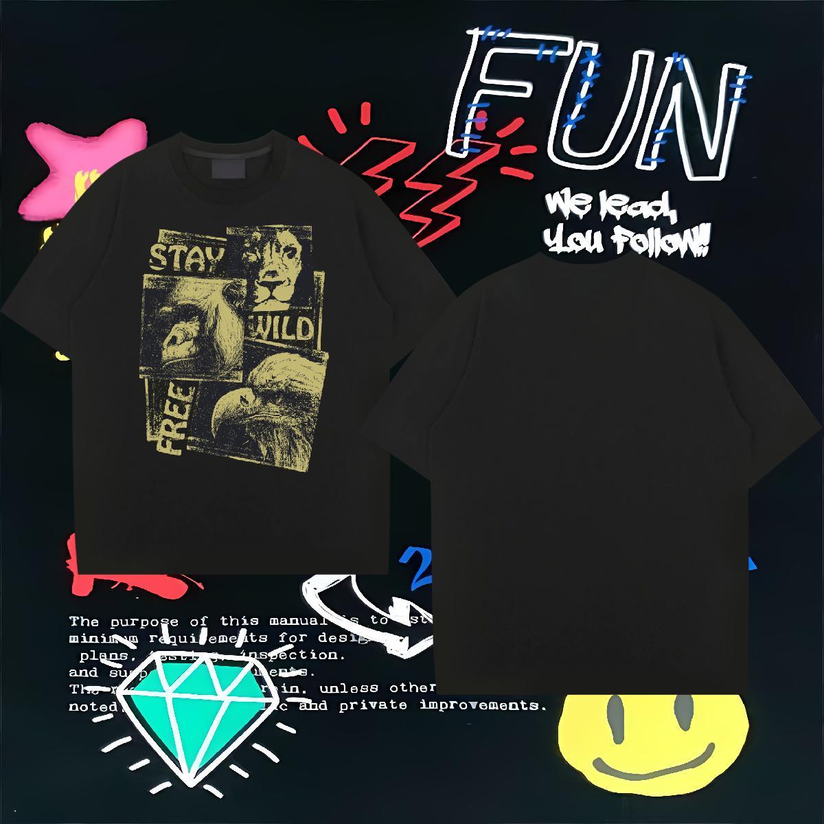 New Mens T Shirts 230g Cotton lion Casual Wear Breathable High Quality Mens Tshirts Custom Print Plus Size