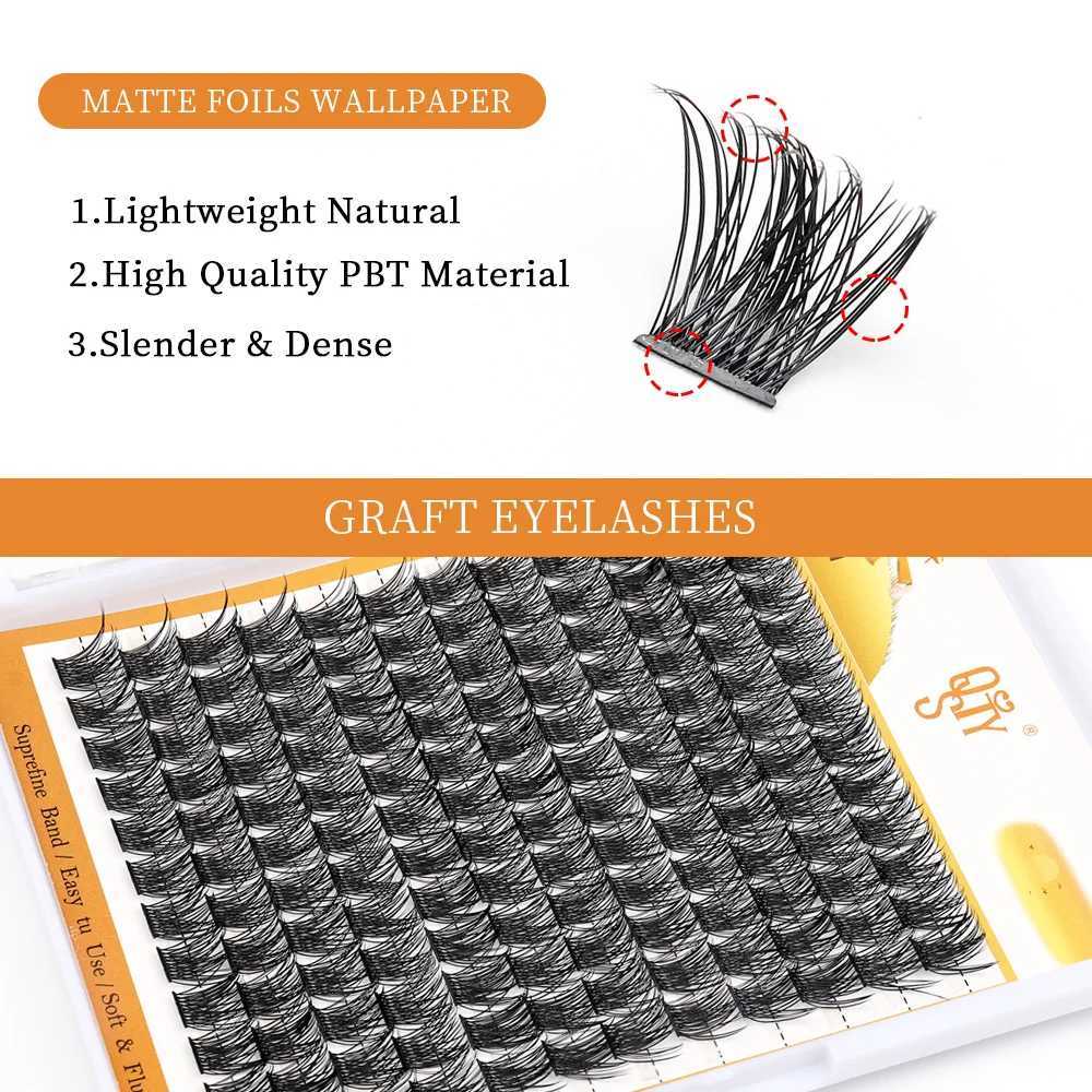 QSTY Segmented False Eyelash Extension 144 Clusters DIY 40D Soft Natural Thick Mink Eyelash Personal Makeup Graffiti Eyelash W240803