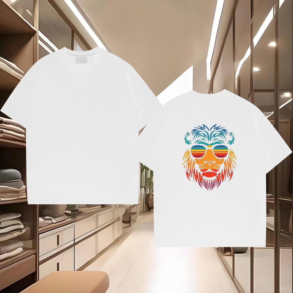 Free Shipping T Shirt For Man 230g Cotton lion Street Wear Tee Shirt Crew Neck Breathable Loose Tshirt for Man Woman Anime Print