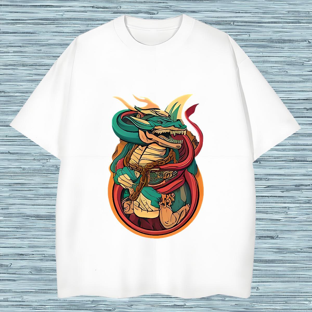 Classic Casual T Shirt For Man 230g Pure Cotton dinosaur Sport Tees Breathable Soft TOP Quality Men Tops Tees Customized Print