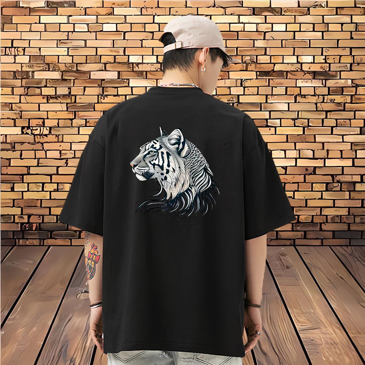 Designer Fashion T-Shirts for Men 230g Cotton tiger Beach Tee Shirt Breathable Short Sleeve High Quality Men Tshirts Skull